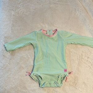 Striped Green and Pink swim suit